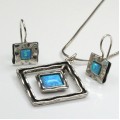 set colier si cercei. argint & opal australian. atelier Magnolia. bijuterii de designer